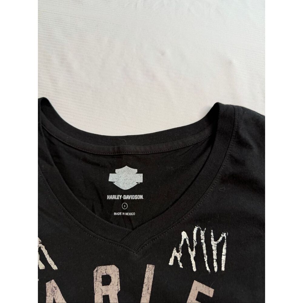 Harley Davidson Women’s  Black Eagle V Neck T-Shirt Size Small - Picture 3 of 6